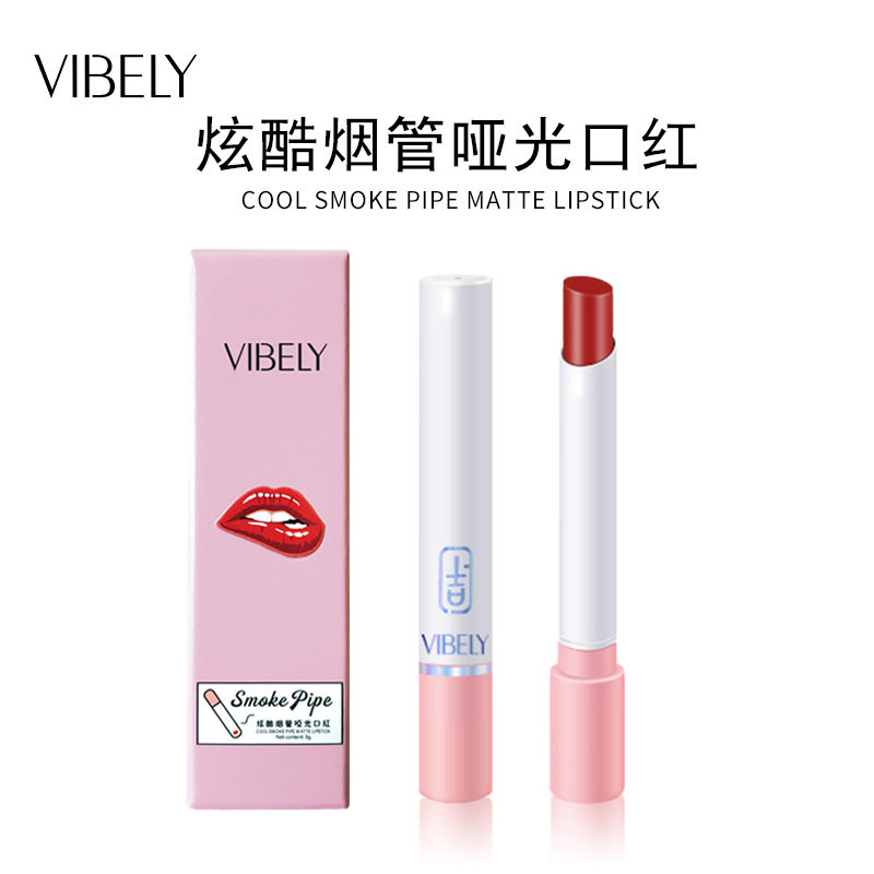 VIBELY小细管哑光香烟口红 持久雾面丝绒不脱妆烟管口红 跨境热卖