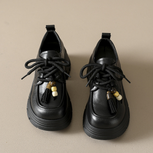 休闲单鞋 棕色厚底粗跟松糕增高小皮鞋 爆款 新款 子女英伦风2025秋季