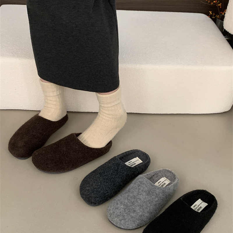 2025新款秋冬外穿休闲包头半拖鞋