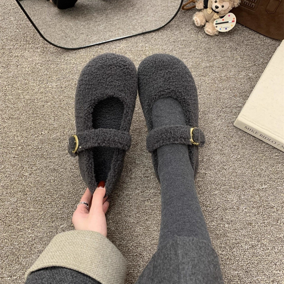 毛毛鞋女冬外穿新款加绒保暖棉鞋