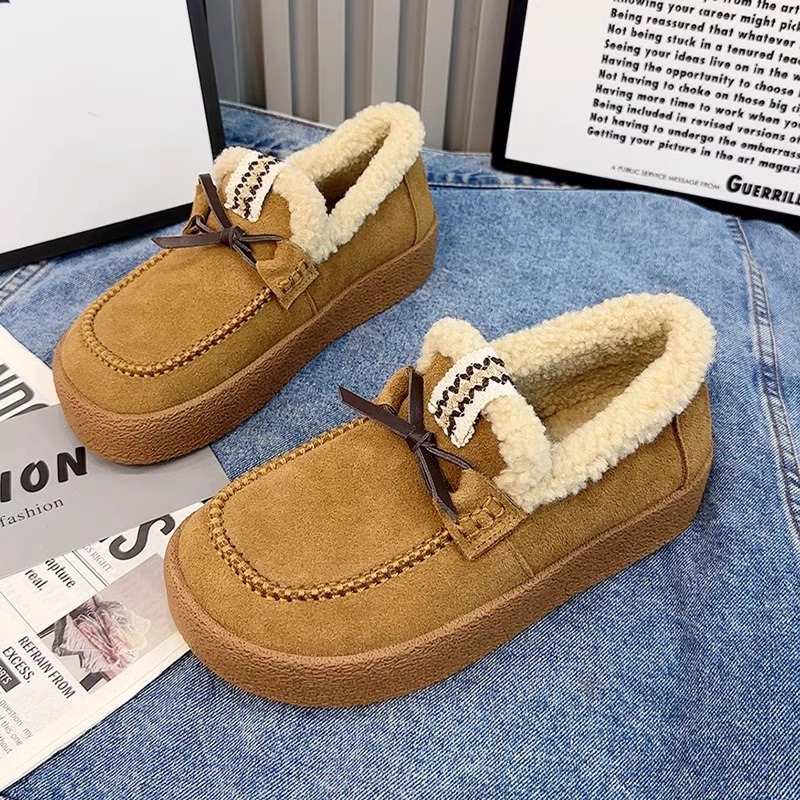 棉鞋女冬季加绒勃肯毛毛鞋