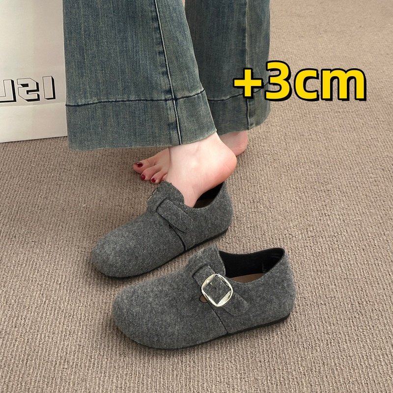 巨好看厚底增高灰色呢子勃肯鞋女单鞋2026春季新款豆豆鞋博肯女鞋,女鞋,勃肯鞋/软木鞋,淘宝优惠券,粉丝福利购,淘宝优惠卷