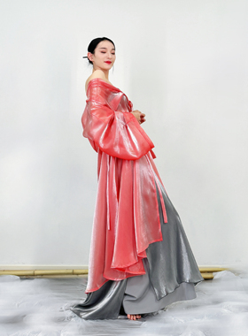 粉墨千秋 原创宽袖大摆开衫新中式国风古典舞纱衣纱裤演出服