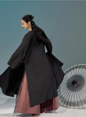 粉墨千秋 原创设计改良黑色唐朝圆领袍新中式汉服古典舞蹈服