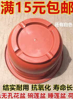 红色白色睡莲盆碗莲盆 塑料 无孔花盆不漏水大号水培荷花水生花卉