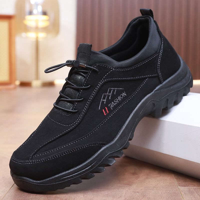 春秋老北京布鞋透气男单鞋中老年轻巧厚底加宽加肥圆头休闲爸爸鞋