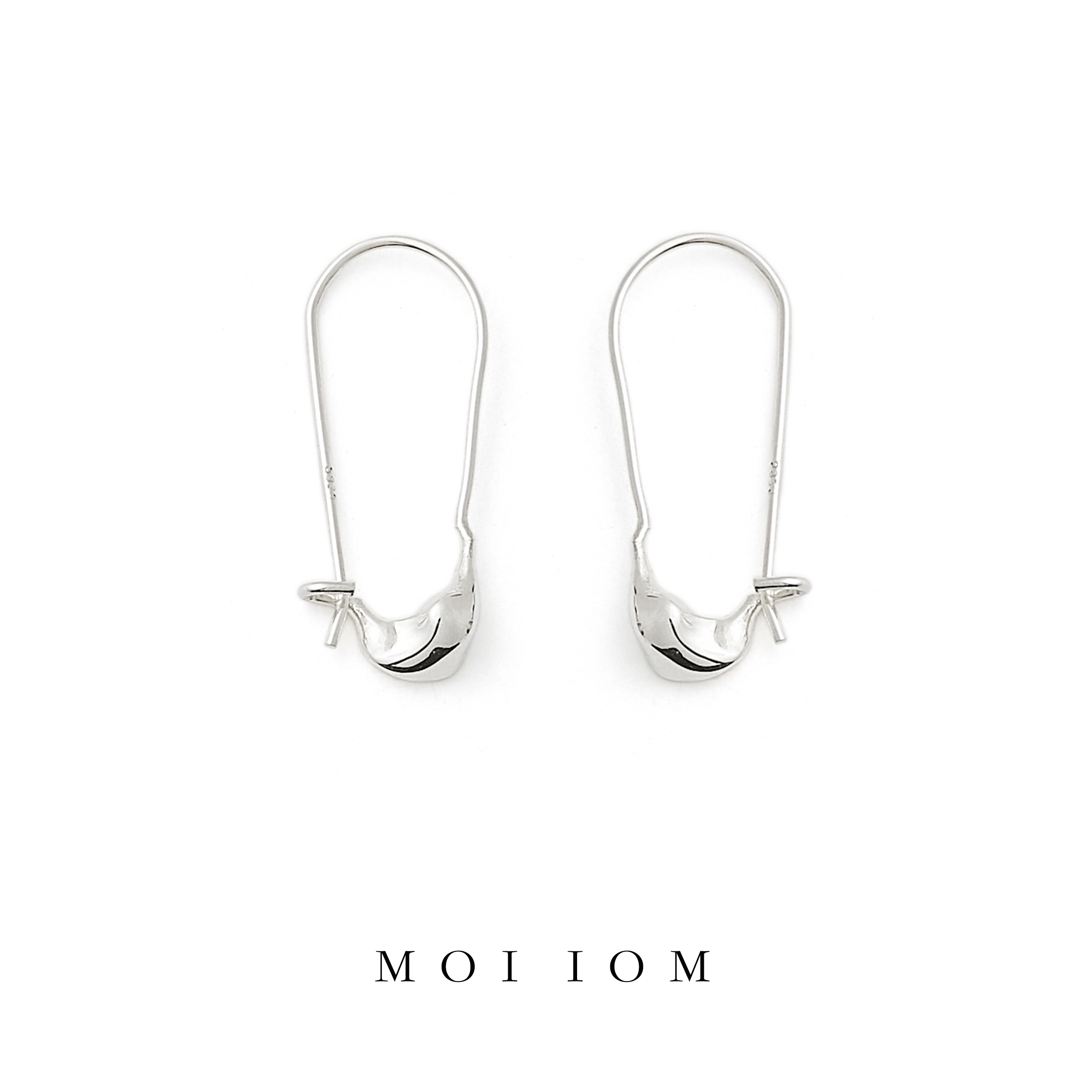 moi iom小众原创设计手工定制925银立体流动肌理简约回形针耳饰