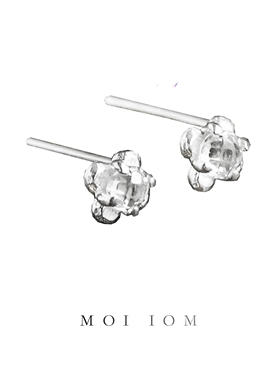 moi iom小众原创设计全手工定制切面白水晶925银烧白耳饰