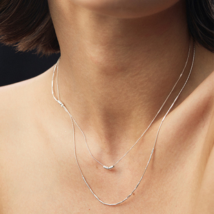 moi iom小众原创设计925银手工定制手工银串珠项链精致极细锁骨链