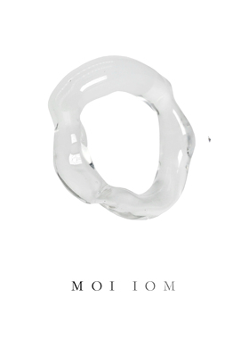 moi iom光的体积系列手工日本琉璃半透白色流动不规则圈环戒指