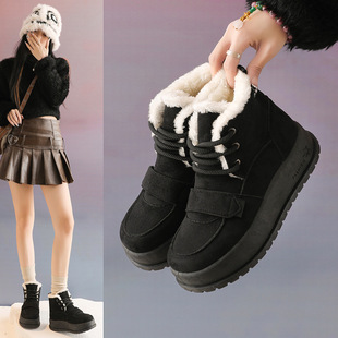 街拍KT328 ins女学生加棉运动百搭板鞋 2025加绒马丁靴女冬季 韩版