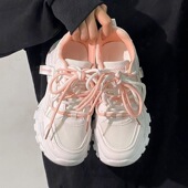 女鞋 爆款 2024夏季 软皮老爹鞋 新款 休闲运动小白鞋 厚底ins潮鞋