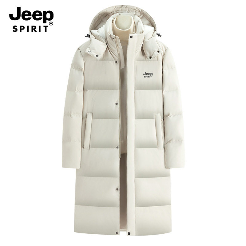 JEEP SPIRIT羽绒服男女同款冬季长款过膝加长加厚情侣款极