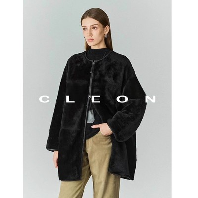 BTRS M丨西班牙进口直毛拉贡羊毛皮毛一体2025新款爆款皮草外套女