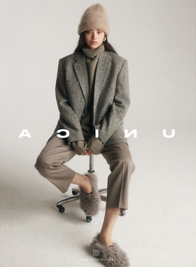 BTRS M丨进口混色100%羊毛高级感通勤休闲毛呢西装外套女2025新款