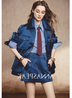 BTRS M丨丝光感高定轻户外重磅丝毛立裁直身廓形夹克外套裙裤套装