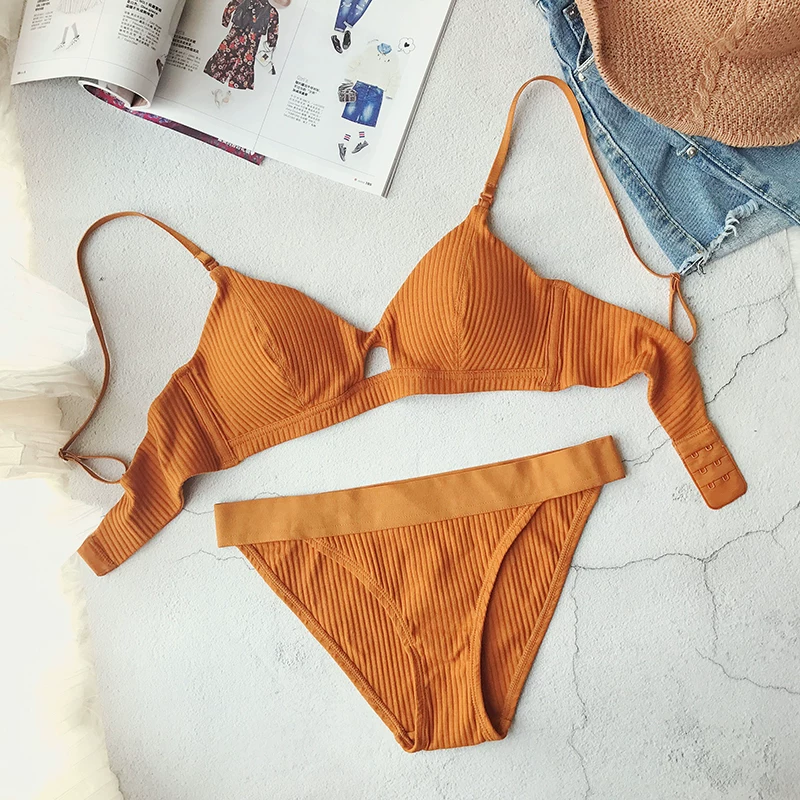 Breast pads, cotton comfortable underwear, ultra thin wireless bra, thin set, french style, simple and elegant design