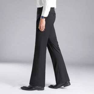 直筒流行休闲微喇叭西裤 男微弹垂感宽松免烫阔腿裤 喇叭裤 冰丝薄款