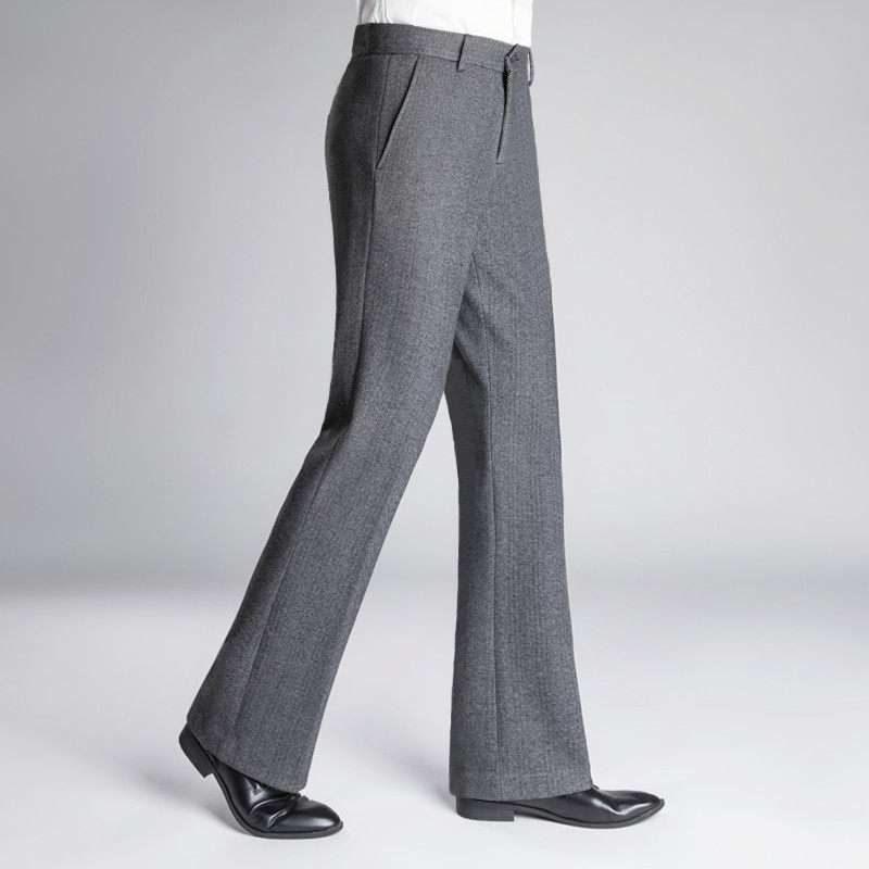 厚款人字呢裤子男垂感弹力喇叭裤冬季时尚中高腰休闲条纹阔腿长裤,男装,西裤,淘宝优惠券,粉丝福利购,淘宝优惠卷