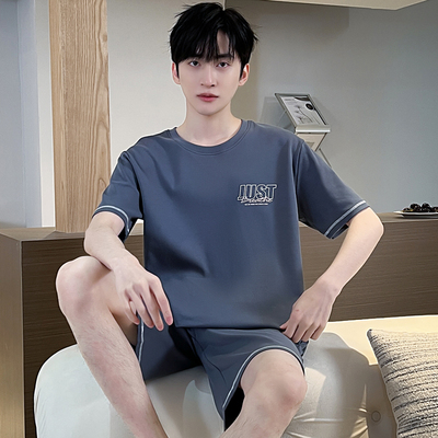 男加肥加大短袖睡衣套装