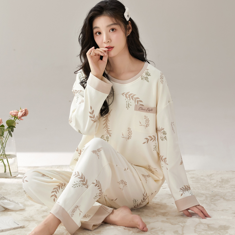 长袖睡衣套装大码家居服夏冬天女