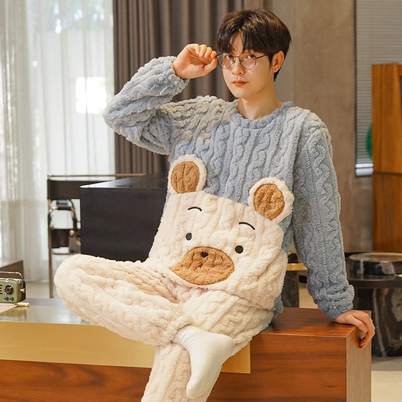 秋冬季男士法兰绒睡衣套装保暖加绒加厚家居服珊瑚绒春天可外穿,女士内衣/男士内衣/家居服,睡衣/家居服套装,淘宝优惠券,粉丝福利购,淘宝优惠卷