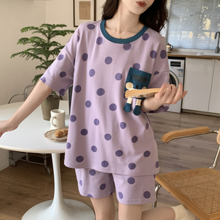 韩版 夏季 女士家居服薄款 短袖 可外穿卡通甜美学生休闲春秋 睡衣套装