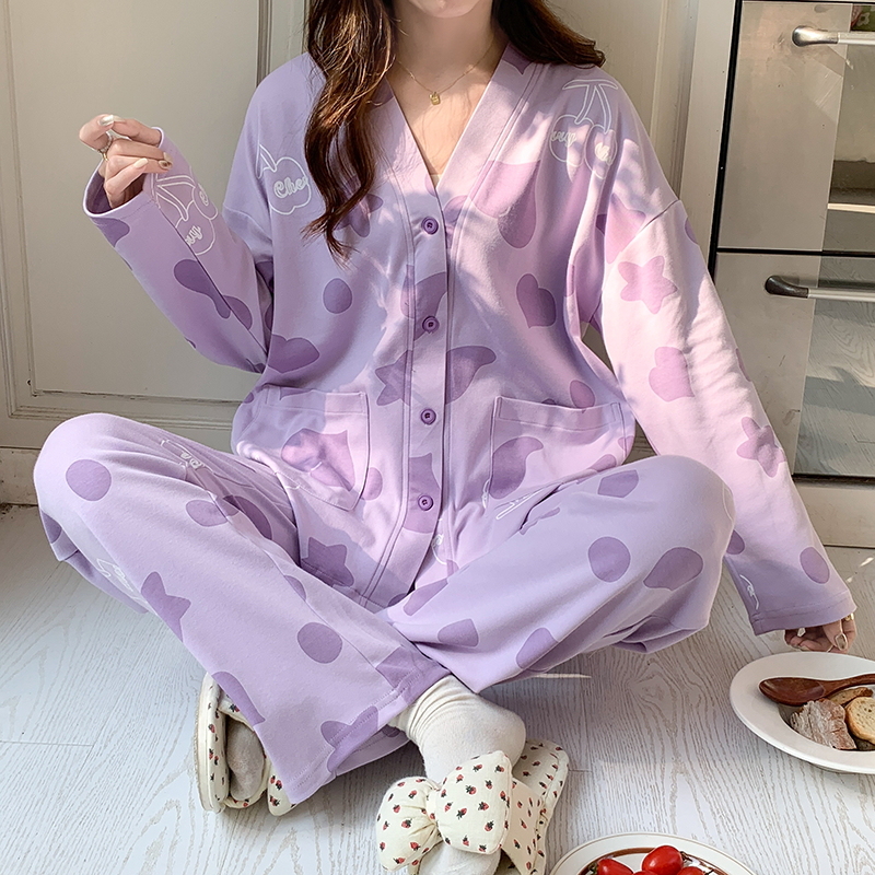 女韩版宽松可爱长袖和服家居服