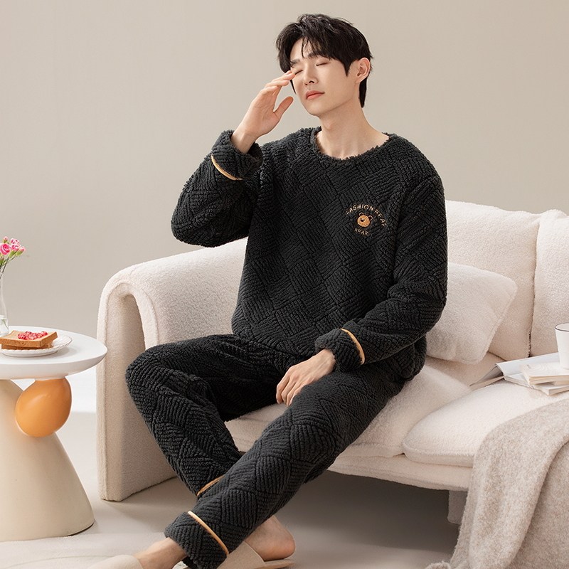 秋冬季男士加绒加厚保暖睡衣套装法兰绒家居服珊瑚绒运动可外穿,女士内衣/男士内衣/家居服,睡衣/家居服套装,淘宝优惠券,粉丝福利购,淘宝优惠卷