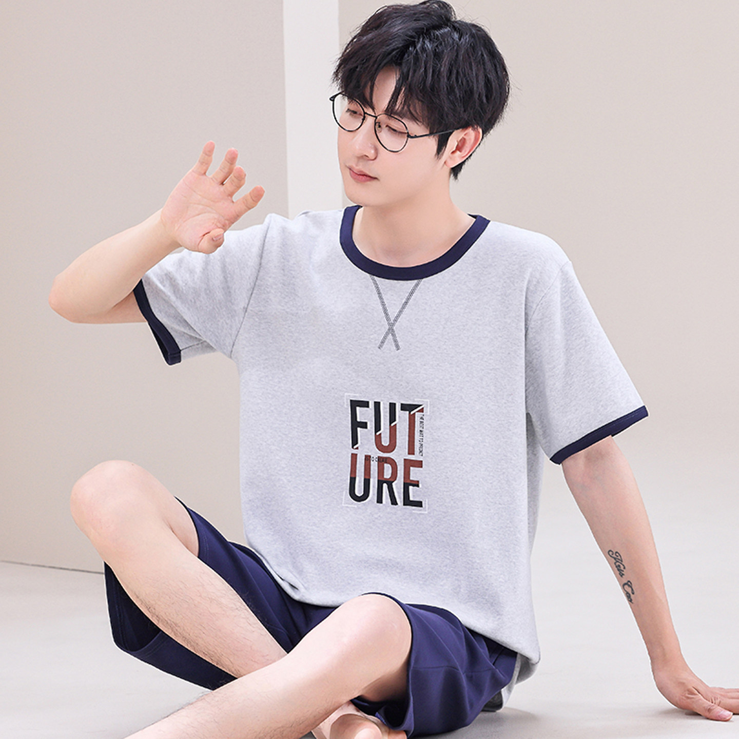 男士夏季天可外穿薄款休闲家居服