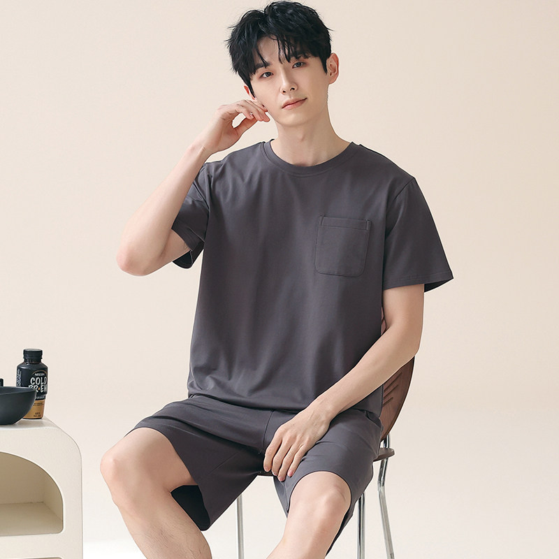 男士夏季睡衣套装莫代尔冰丝短袖家居服加肥加大码可外穿夏天薄款