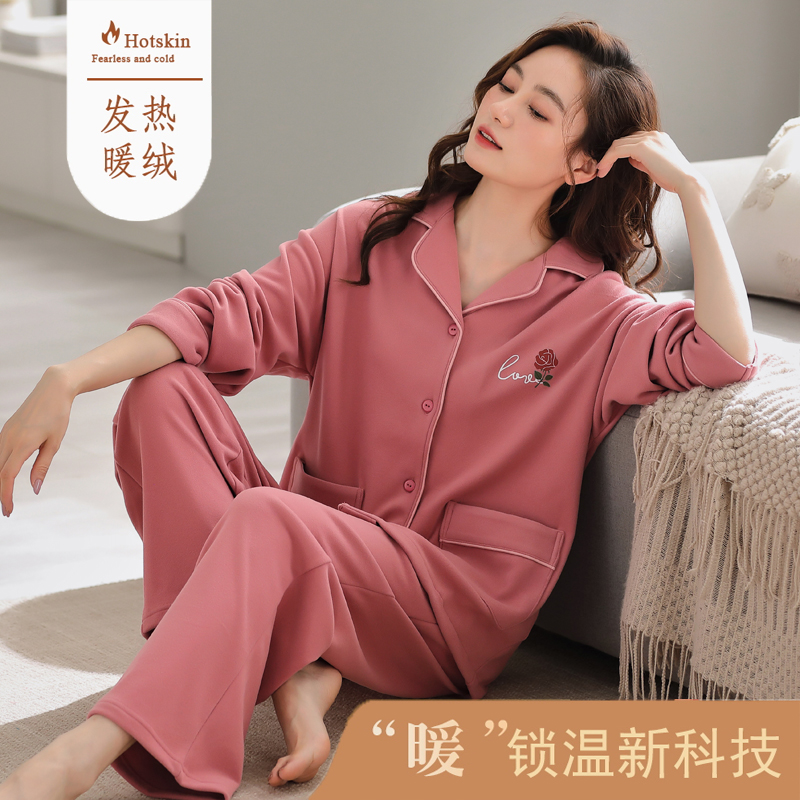 长袖睡衣套装德绒女加绒加厚休闲
