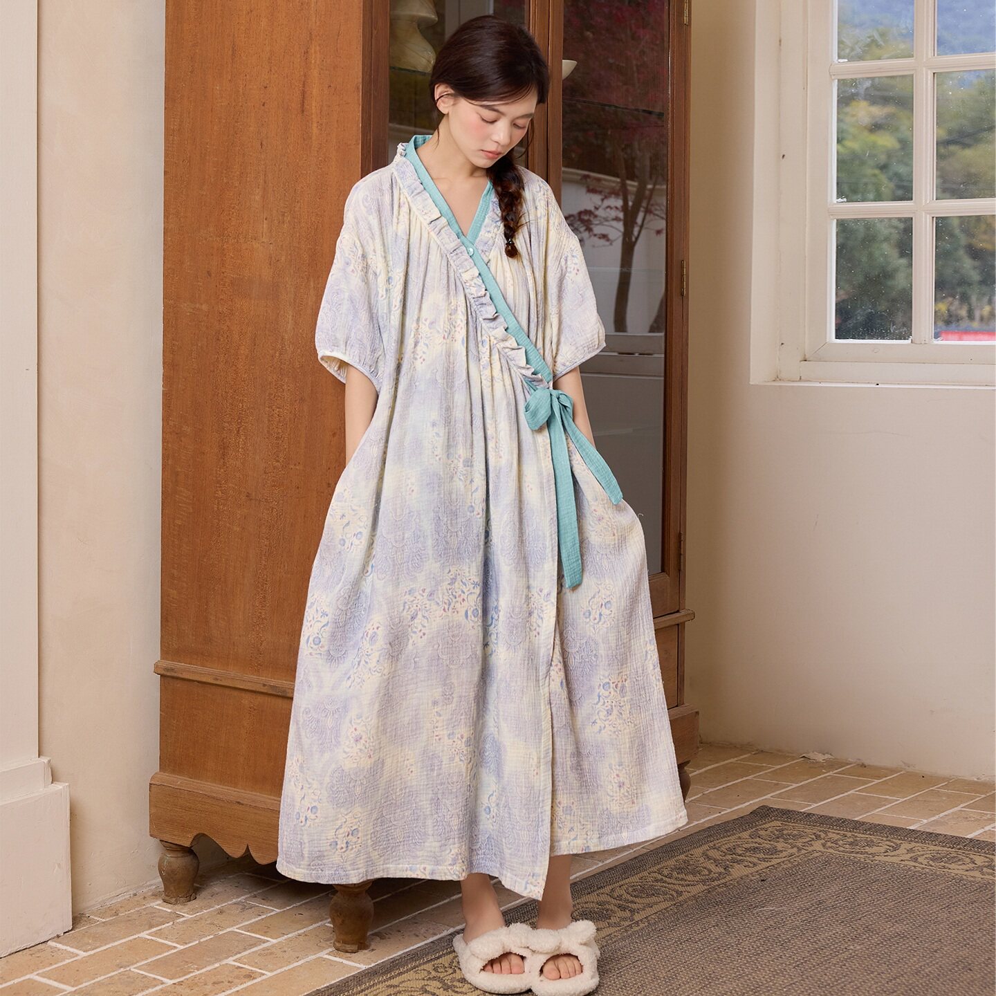 女士睡衣夏季云朵短袖睡裙家居服