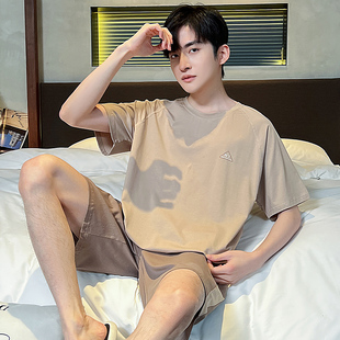 夏季男士短袖睡衣套装加肥加大款莫代尔棉休闲薄款学生宽松家居服