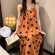 可外穿睡衣 圆点无袖 夏季 女士吊带睡裙自带胸垫一体家居服中长款