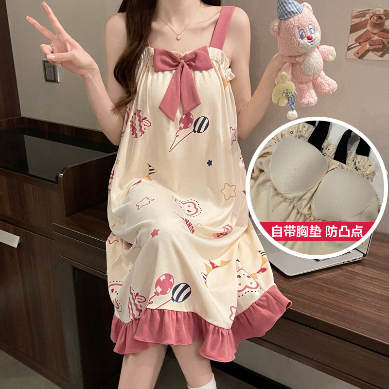家居服女士自带胸垫夏季吊带睡裙