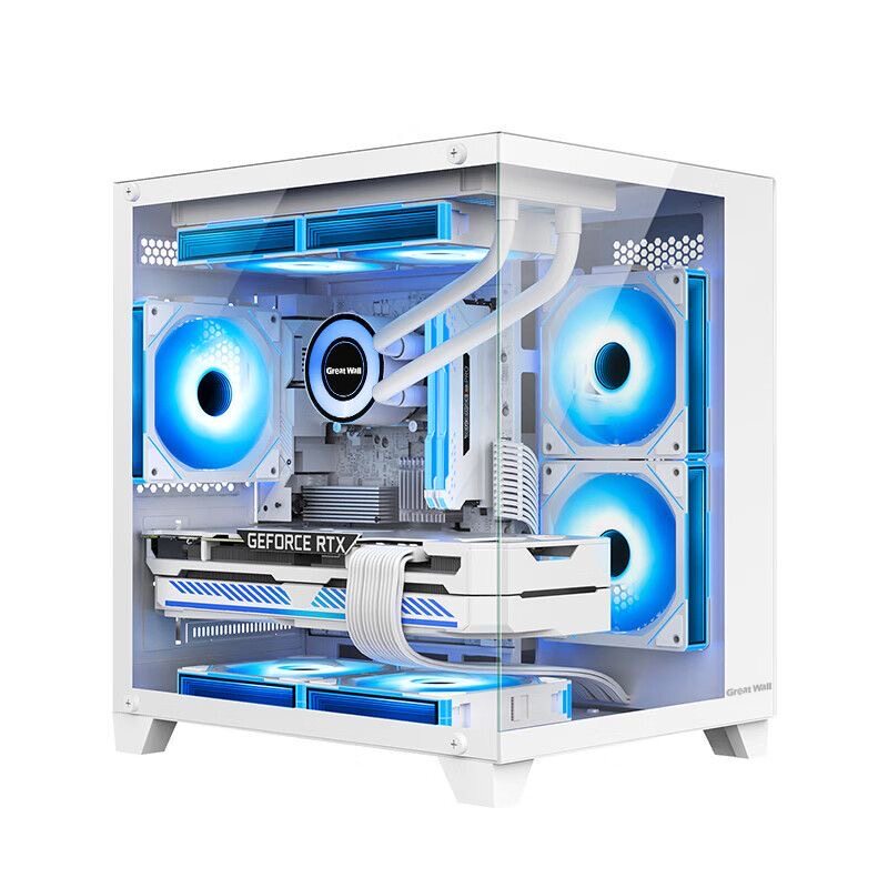 长城视界S1 MINI海景房机箱MATX全景侧透玻璃240水冷位电脑主机箱