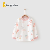 童泰新款 婴童无骨纯棉肩开上衣1 3岁男女宝宝家居套头秋衣4036