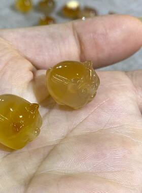 天然黄玛瑙生肖猪散件材料包