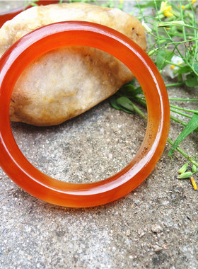 巴西蜜糖色通透玛瑙手镯新款特惠