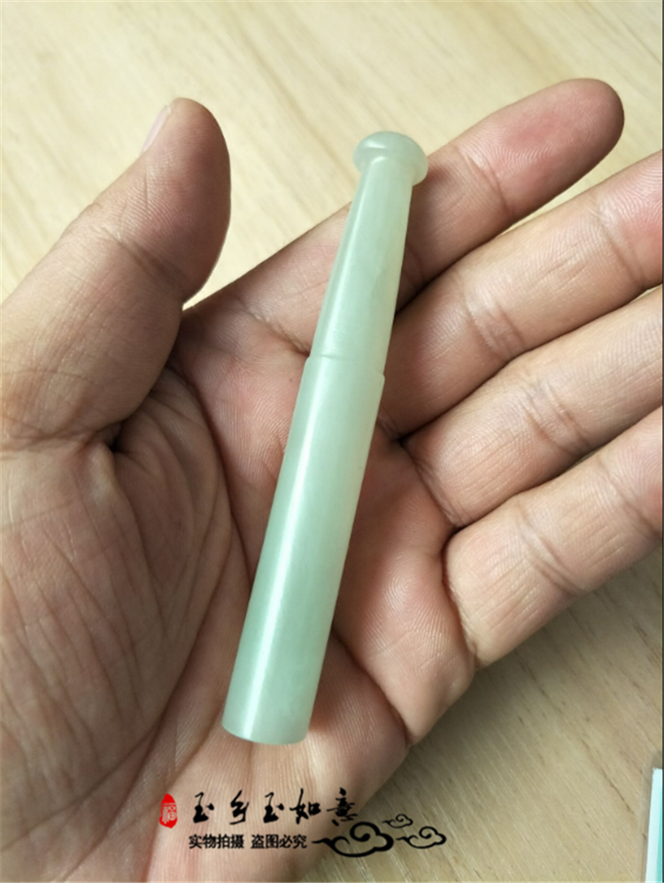 天然和田玉青白玉嘴节节高升玉石具手把玩件直接插新品带证书包邮