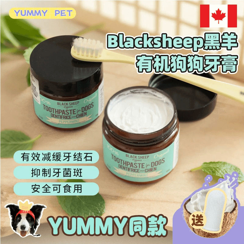 blackSheep黑羊牙膏狗狗薄荷椰子油宠物刷牙去牙结石口嘴臭加拿大