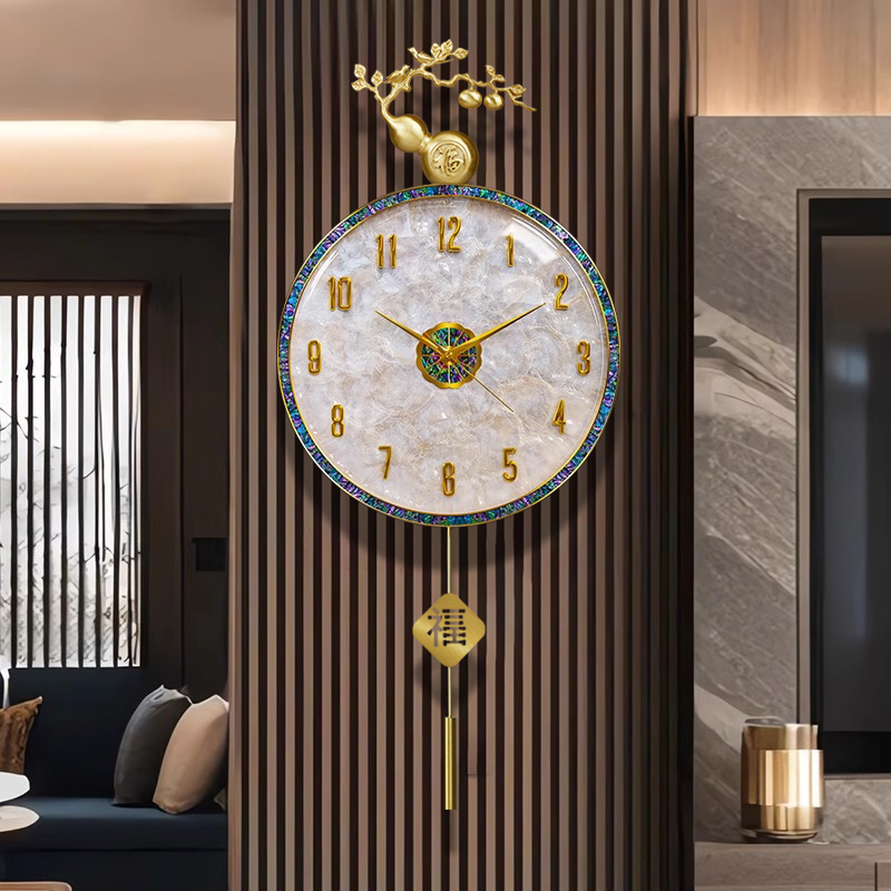 轻奢贝壳挂钟家用挂墙网