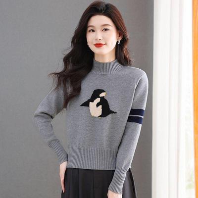 秋冬新款高腰毛衣女套头小个子款宽松短款外穿针织打底衫加厚洋气