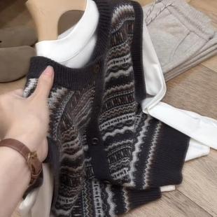 小众设计感提花栗子灰毛衣针织背心马甲叠穿女2025新款春秋季上衣