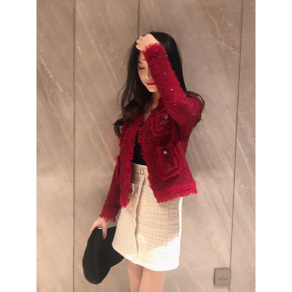 车厘子色小香风外套女春秋