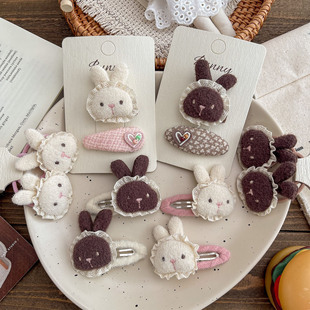 儿童卡通可爱小兔子不伤发小发圈皮筋宝宝碎发边夹发卡小女孩发饰