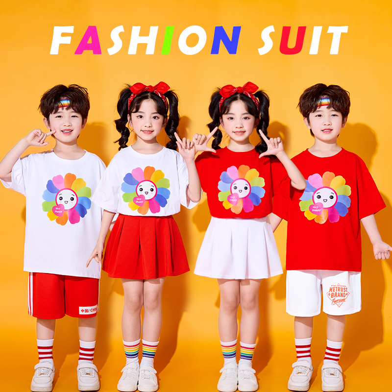 六一儿童啦啦队演出服彩虹花朵