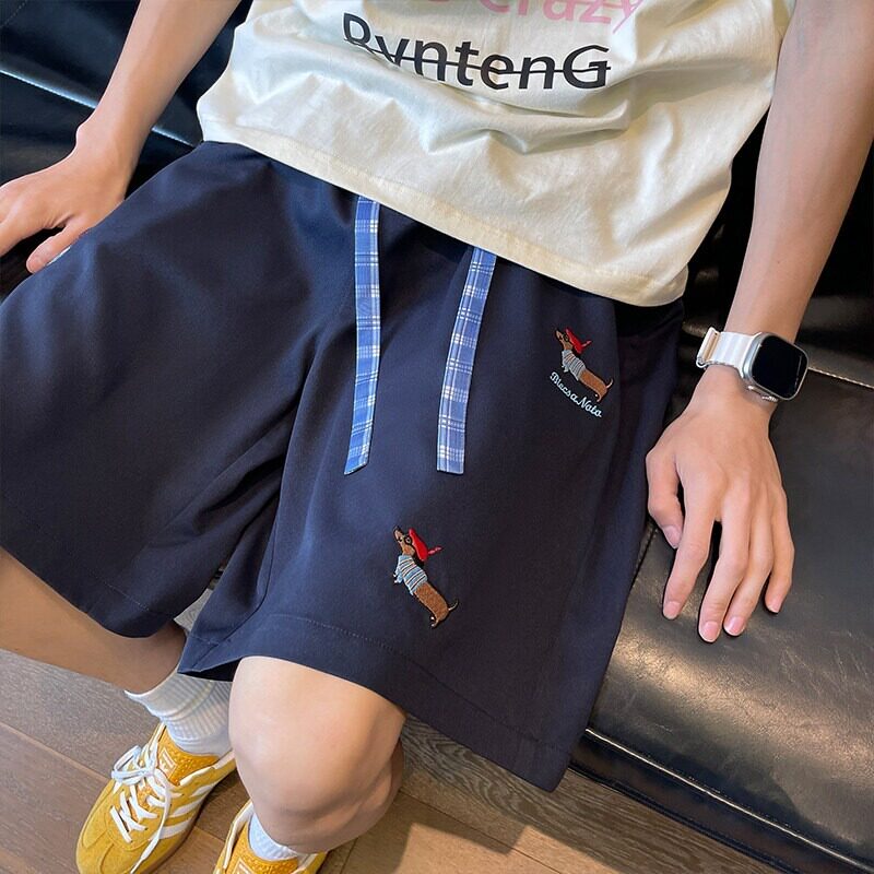 腊肠狗刺绣尼龙速干短裤男款夏季