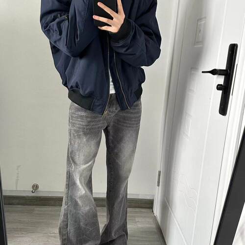 美式复古藏青色飞行员夹克
